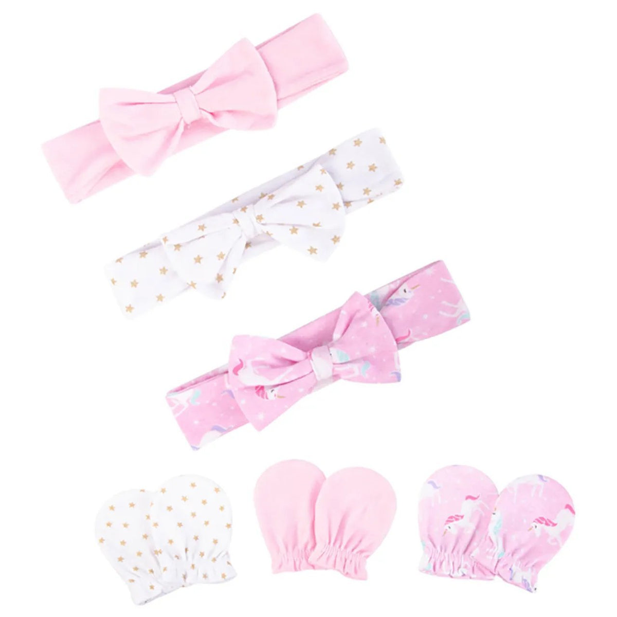 Baby Girl Headband & Scratch Mitten