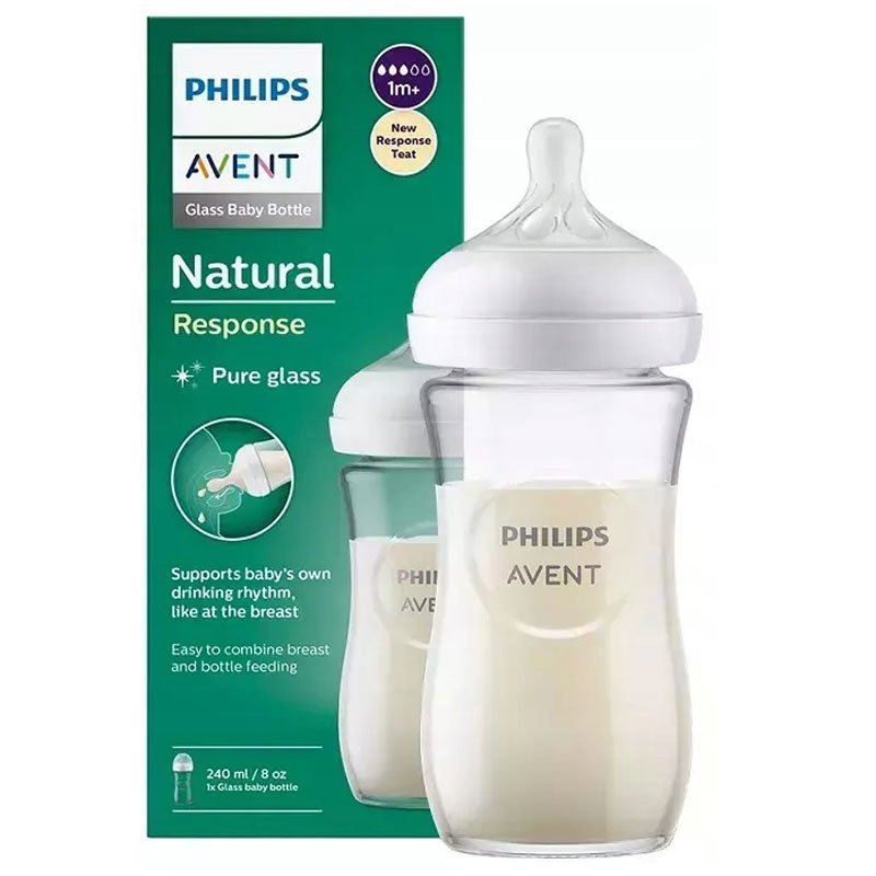 Philips Avent 240ml 1m+ Natural Response Glass Bottle