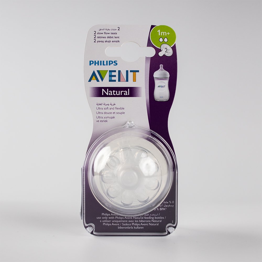 Philips Avent Natural Slow Flow Teats (2-Pack, 1m+)
