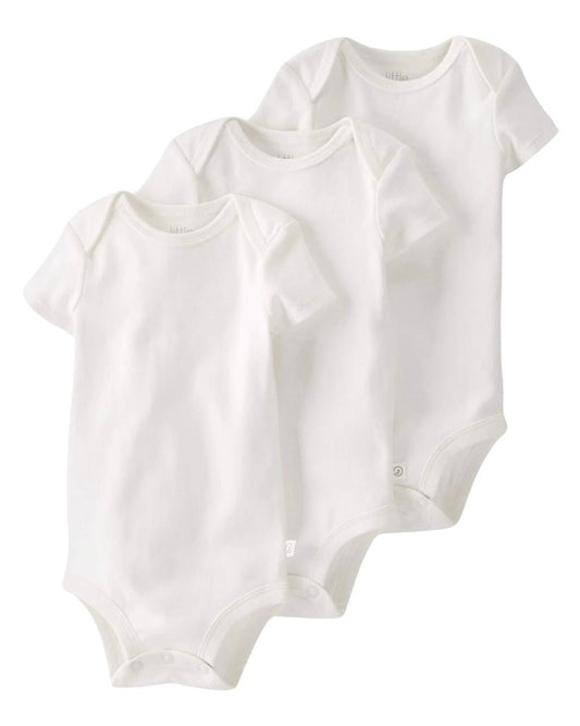 White Cotton Bodysuit 3-Pack