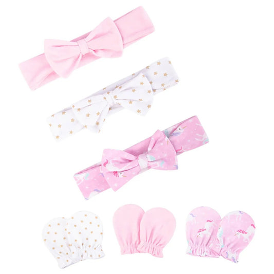 Baby Girl Headband &amp; Scratch Mitten