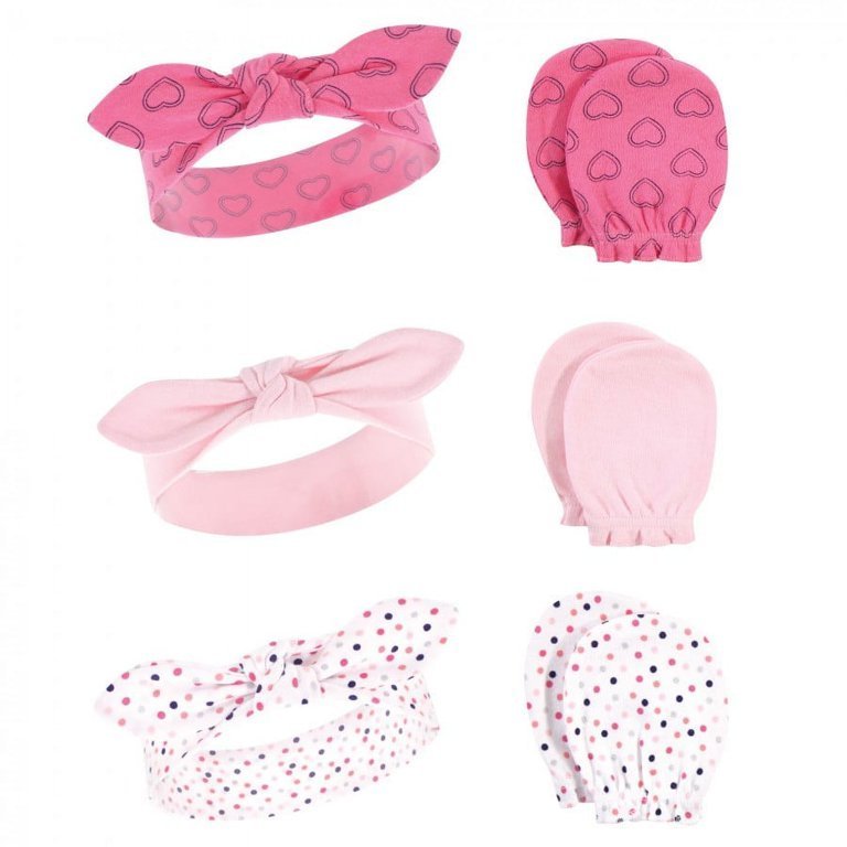 Baby Girl Headband &amp; Scratch Mitten