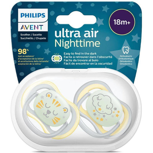 Avent Ultra Air Soother Night Time Glow 18+ M 2 Pack