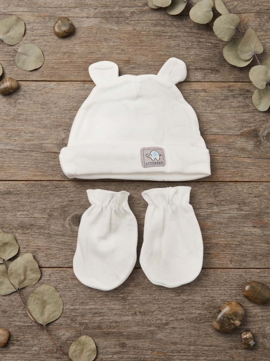 Adorable Bear-Ear Beanie &amp; Mittens Set