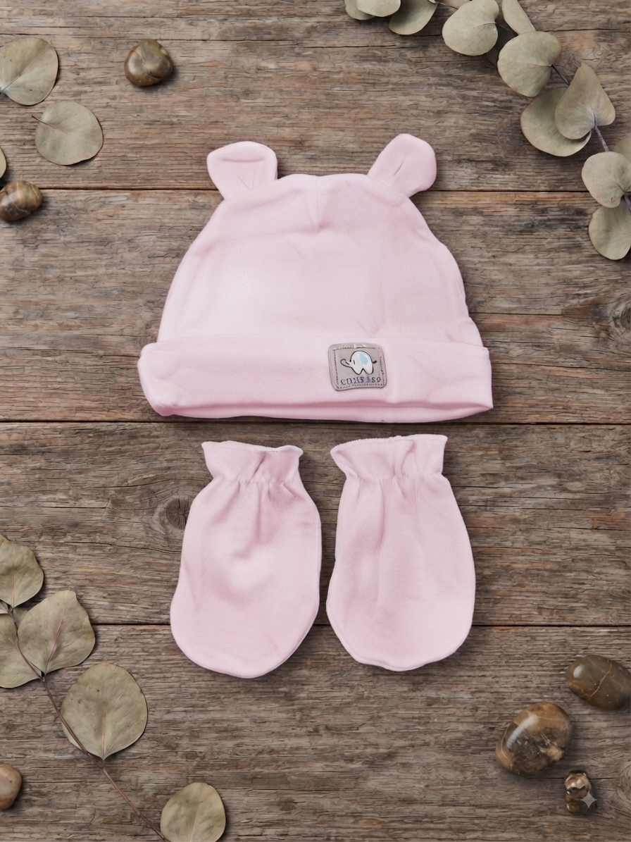 Adorable Bear-Ear Beanie &amp; Mittens Set