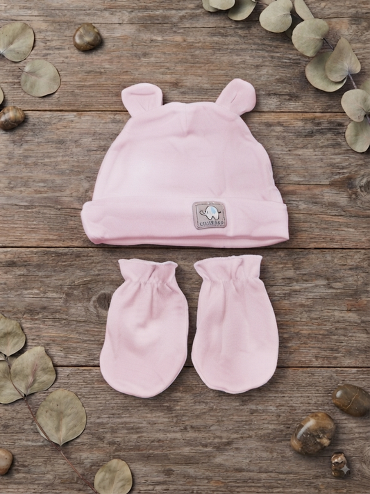 Adorable Bear-Ear Beanie &amp; Mittens Set