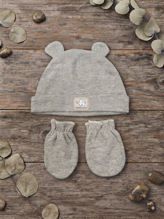 Adorable Bear-Ear Beanie &amp; Mittens Set