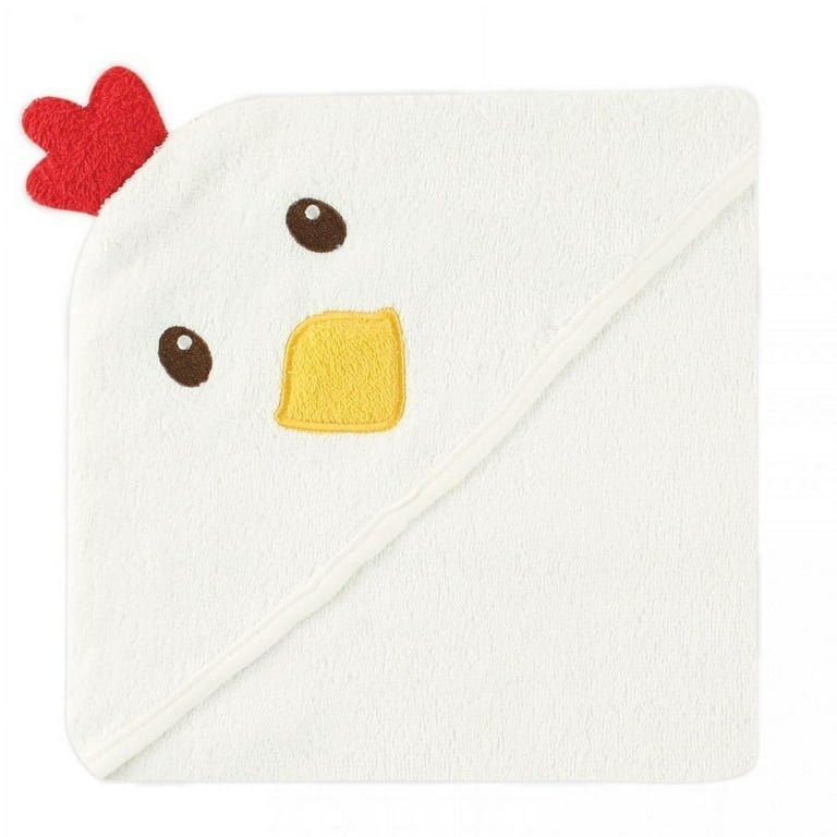 Luvable Friends Baby Unisex Cotton Animal Face Hooded Towel, Chicken
