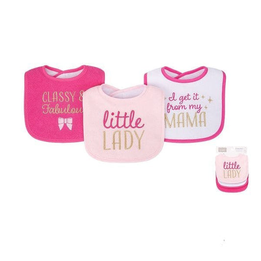 Hudson Baby 3-Piece Knit Terry Bib Set - "Little Lady"