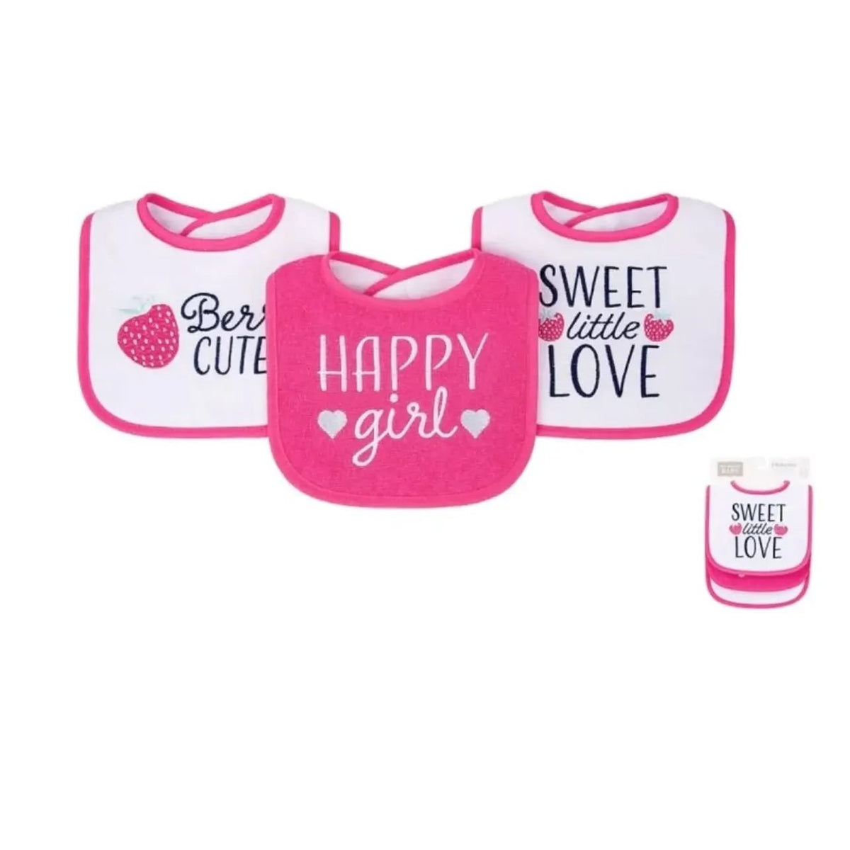 Hudson Baby 3-Piece Knit Terry Bib Set - "Sweet Little Love"