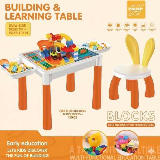 Multi-Functional Kids' Activity &amp; Building Table (121 PCS)